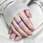 Jewellery Kingdom Purple Full Eternity Cz 4mm Stainless Steel Tanzanite Stacking Band Ring - Jewelry Rings - British D'sire