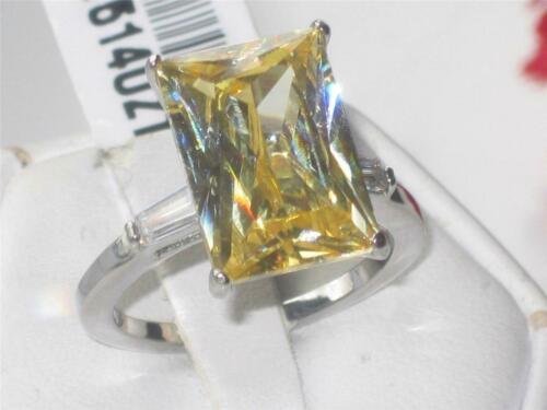 Jewellery Kingdom Radiant Cut Emerald Cubic Zirconia Yellow Stainless Steel 8CT Ladies Citrine Ring Secondary image