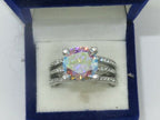 Jewellery Kingdom Rainbow Cubic Zirconia Stainless Steel Silver Solitaire Ladies Aurora Borealis Ring - Jewelry Rings - British D'sire