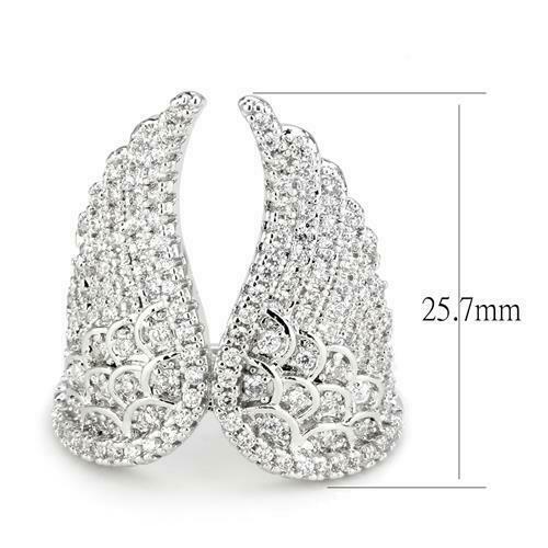 Jewellery Kingdom Rhodium Cubic Zirconia Pave Sparkling Ladies Angel Wings Ring (Silver) - Jewelry Rings - British D'sire