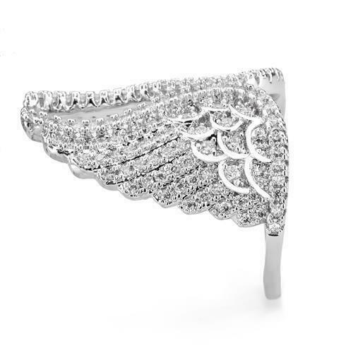Jewellery Kingdom Rhodium Cubic Zirconia Pave Sparkling Ladies Angel Wings Ring (Silver) - Jewelry Rings - British D'sire