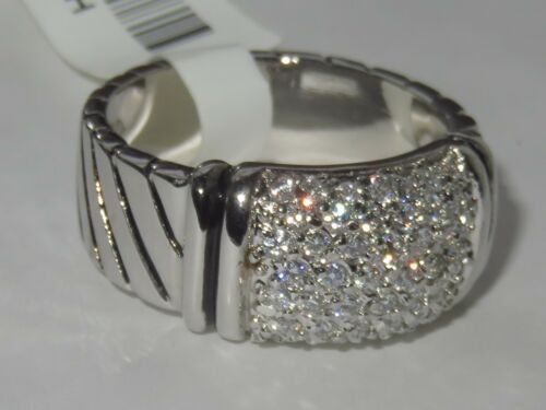 Jewellery Kingdom Rhodium Silver 8mm Cubic Zirconia Chunky Sparkling Ladies Band - Jewelry Rings - British D'sire