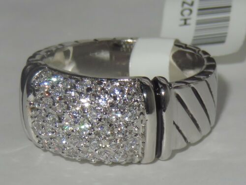 Jewellery Kingdom Rhodium Silver 8mm Cubic Zirconia Chunky Sparkling Ladies Band - Jewelry Rings - British D'sire