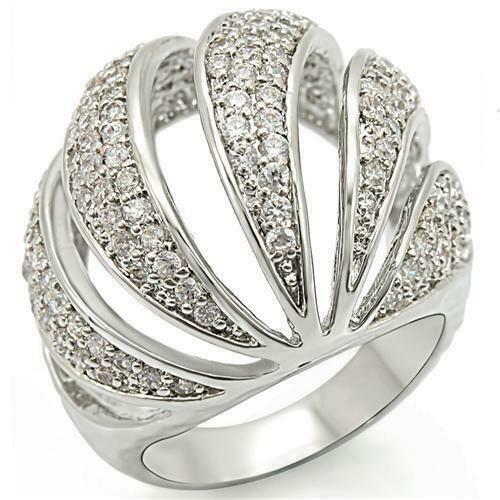 Jewellery Kingdom Rhodium Statement Cubic Sirconia Ladies Cocktail Ring (Silver) - Jewelry Rings - British D'sire