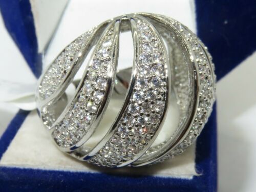 Jewellery Kingdom Rhodium Statement Cubic Zirconia Ladies Cocktail Ring (Silver) Secondary image