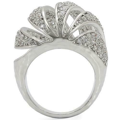 Jewellery Kingdom Rhodium Statement Cubic Sirconia Ladies Cocktail Ring (Silver) - Jewelry Rings - British D'sire