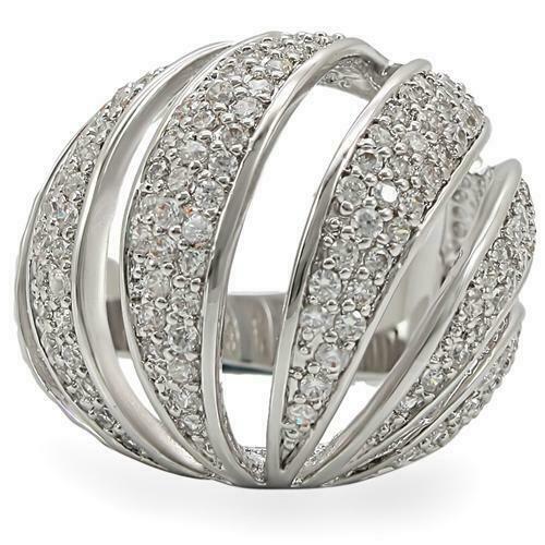 Jewellery Kingdom Rhodium Statement Cubic Sirconia Ladies Cocktail Ring (Silver) - Jewelry Rings - British D'sire