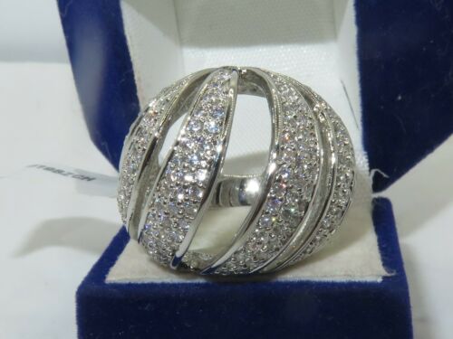 Jewellery Kingdom Rhodium Statement Cubic Sirconia Ladies Cocktail Ring (Silver) - Jewelry Rings - British D'sire