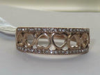 Jewellery Kingdom Rose Gold Ladies Hearts Band Cubic Zirconia Steel Flat Pave Ring - Jewelry Rings - British D'sire