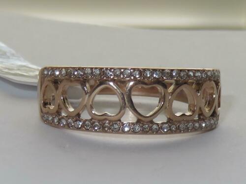 Jewellery Kingdom Rose Gold Ladies Hearts Band Cubic Zirconia Steel Flat Pave Ring - Jewelry Rings - British D'sire