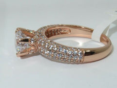 Jewellery Kingdom Rose Gold Ring Ladies Solitaire Pave Accents Steel Engagement 1.80K - Jewelry Rings - British D'sire
