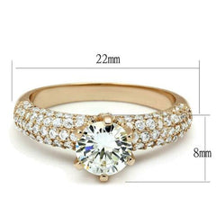 Jewellery Kingdom Rose Gold Ring Ladies Solitaire Pave Accents Steel Engagement 1.80K - Jewelry Rings - British D'sire