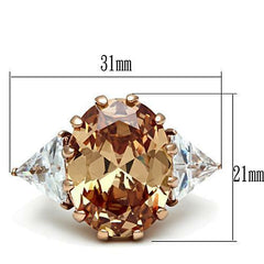 Jewellery Kingdom Rose Gold Ring Oval Champagne Cz Trillion Clear Cocktail Ladies Brown - Jewelry Rings - British D'sire
