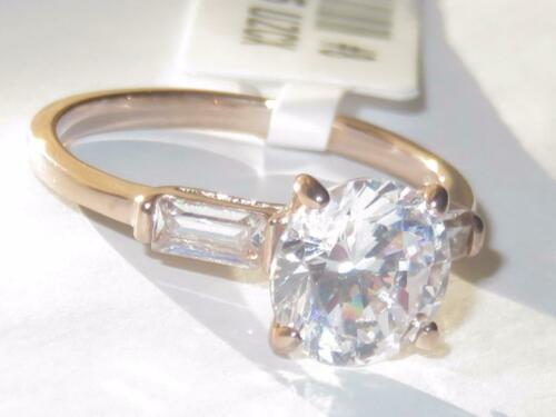 Jewellery Kingdom Rose Ladies Cubic Zirconia 3ct Baguettes Steel Engagement 14kt Clear Ring (Gold) - Engagement Rings - British D'sire Main image