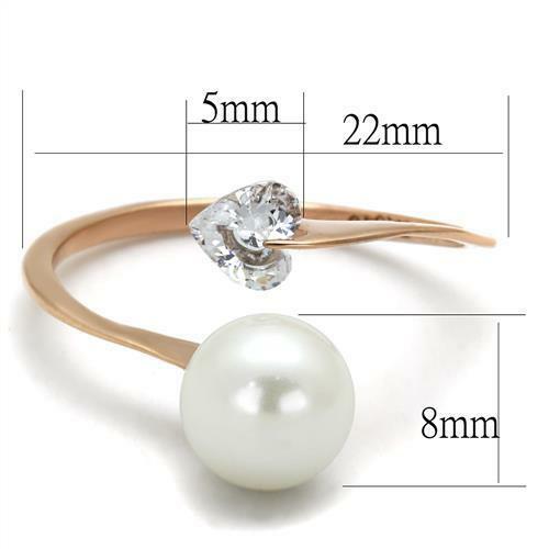 Jewellery Kingdom Rose Pearl Ladies Heart Cz Elegant Steel Gold Ring Secondary image
