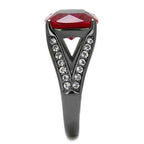 Jewellery Kingdom Ruby Cubic Zirconia Cushion Cut Stainless Steel Ladies Ring (Red) - Rings - British D'sire