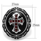 Jewellery Kingdom Ruby Cubic Zirconia Stainless Steel Signet Biker Gothic Black Mens Cross Ring - Jewelry Rings - British D'sire