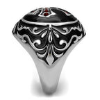 Jewellery Kingdom Ruby Cubic Zirconia Stainless Steel Signet Biker Gothic Black Mens Cross Ring - Jewelry Rings - British D'sire