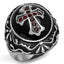 Jewellery Kingdom Ruby Cubic Zirconia Stainless Steel Signet Biker Gothic Black Mens Cross Ring - Jewelry Rings - British D'sire