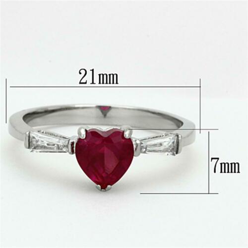 Jewellery Kingdom Ruby Heart Cubic Zirconia Stainless Steel Ladies Ring (Silver) Secondary image