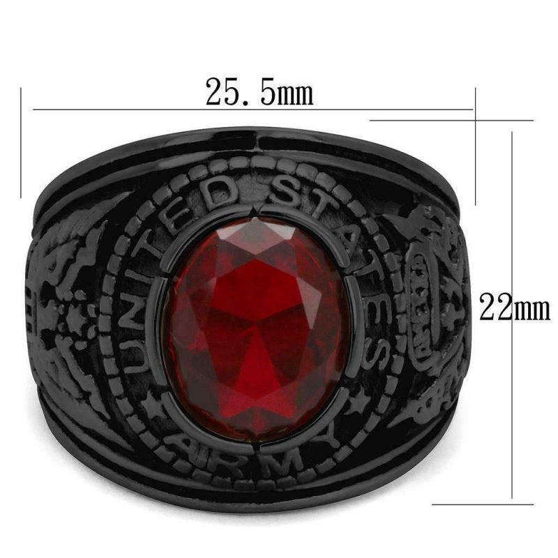 Jewellery Kingdom Ruby Military Oval Cubic Zirconia Stainless Steel Dome Mens Army Ring - Jewelry Rings - British D'sire