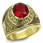 Jewellery Kingdom Ruby Oval 18kt Steel Gold Marines Mens Ring - Jewelry Rings - British D'sire