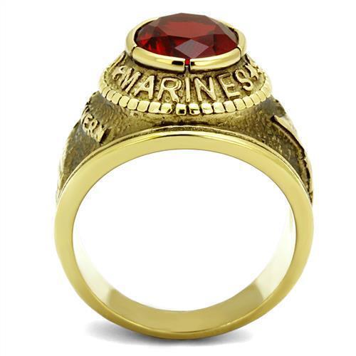 Jewellery Kingdom Ruby Oval 18kt Steel Gold Marines Mens Ring - Jewelry Rings - British D'sire