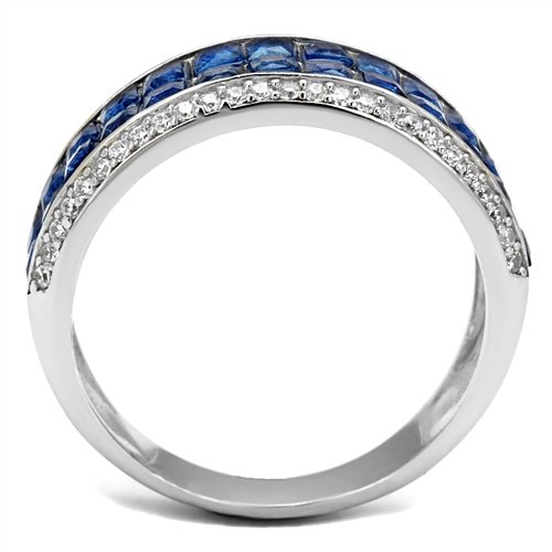 Jewellery Kingdom Sapphire Band Cz Sterling Silver 7.5mm Eternity Handmade Stamped Ring (Blue) - Jewelry Rings - British D'sire