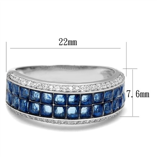 Jewellery Kingdom Sapphire Band Cz Sterling Silver 7.5mm Eternity Handmade Stamped Ring (Blue) - Jewelry Rings - British D'sire