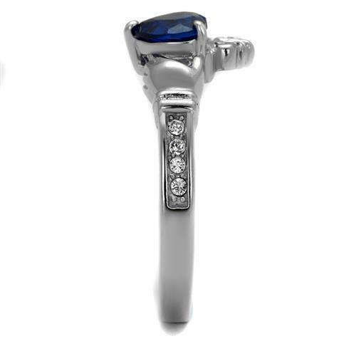 Jewellery Kingdom Sapphire Claddagh Heart Cz Stainless Steel Irish Celtic Silver Ring Secondary image