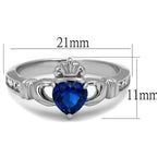 Jewellery Kingdom Sapphire Claddagh Heart Cz Stainless Steel Irish Celtic Silver Ring - Jewelry Rings - British D'sire