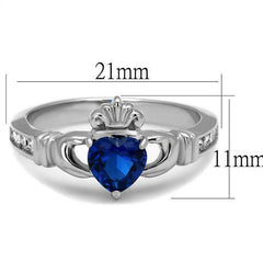 Jewellery Kingdom Sapphire Claddagh Heart Cz Stainless Steel Irish Celtic Silver Ring - Jewelry Rings - British D'sire