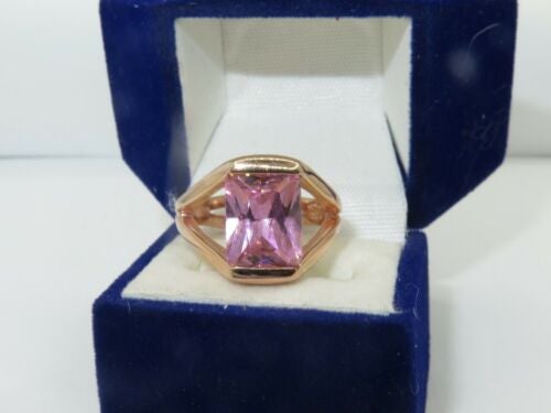 Jewellery Kingdom Sapphire Emerald Cubic Zirconia 3CT Sterling Silver Ladies Ring (Pink & Rose Gold) - Rings - British D'sire