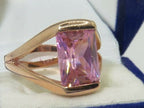 Jewellery Kingdom Sapphire Emerald Cubic Zirconia 3CT Sterling Silver Ladies Ring (Pink & Rose Gold) - Rings - British D'sire