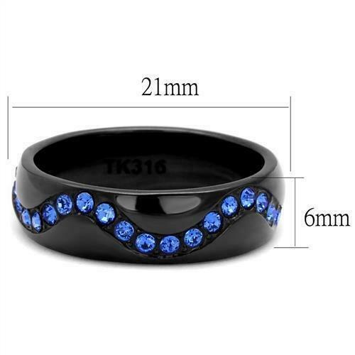 Jewellery Kingdom Sapphire Eternity Band Simulated Diamonds Ladies 6mm Steel Ring (Black) Secondary image