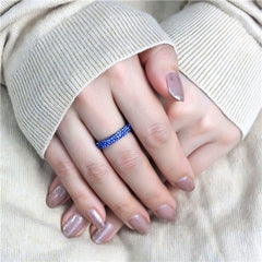 Jewellery Kingdom Sapphire Full Eternity Stacking Band Cz 4mm Stainless Steel Ring (Purple) - Rings - British D'sire