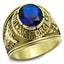 Jewellery Kingdom Sapphire Gold Military Steel 18KT Oval Mens Air Force Ring - Jewelry Rings - British D'sire