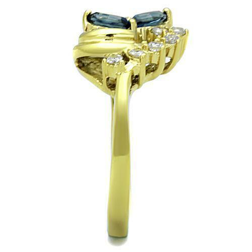 Jewellery Kingdom Sapphire Marquise Cut Cubic Zirconia Steel Blue Pretty Dress Ladies Gold Ring - Jewelry Rings - British D'sire