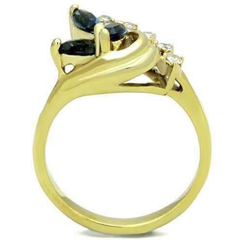 Jewellery Kingdom Sapphire Marquise Cut Cubic Zirconia Steel Blue Pretty Dress Ladies Gold Ring - Jewelry Rings - British D'sire