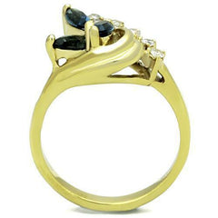 Jewellery Kingdom Sapphire Marquise Cut Cubic Zirconia Steel Blue Pretty Dress Ladies Gold Ring - Jewelry Rings - British D'sire