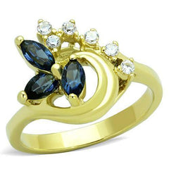 Jewellery Kingdom Sapphire Marquise Cut Cubic Zirconia Steel Blue Pretty Dress Ladies Gold Ring - Jewelry Rings - British D'sire