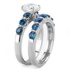Jewellery Kingdom Sapphire Wedding Band Engagement Set Blue Cz Solitaire Stainless Steel Ring - Jewelry Rings - British D'sire