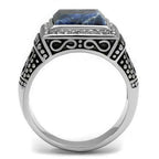 Jewellery Kingdom Semi-Precious Capri Blue Stainless Steel Signet Mens Blue Ring - Jewelry Rings - British D'sire