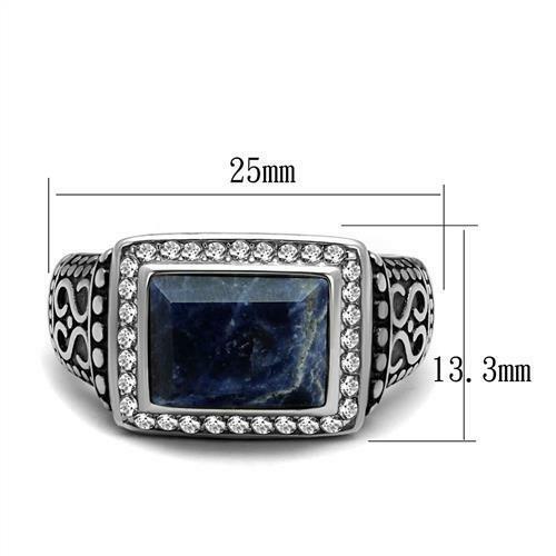 Jewellery Kingdom Semi-Precious Capri Blue Stainless Steel Signet Mens Blue Ring Secondary image