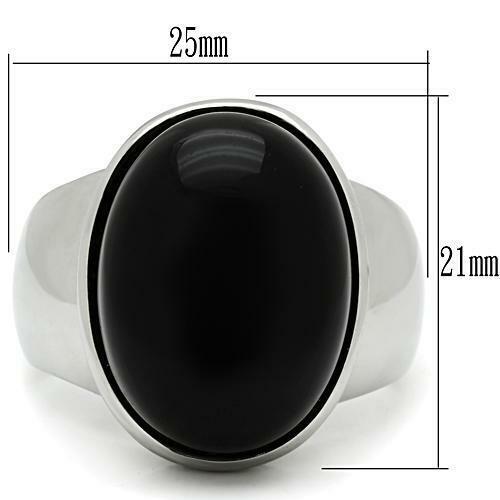 Jewellery Kingdom Semi Precious Gemstone Signet Pinky Stainless Steel Mens Onyx Ring (Silver) - Jewelry Rings - British D'sire