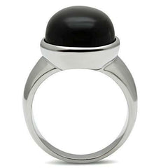 Jewellery Kingdom Semi Precious Gemstone Signet Pinky Stainless Steel Mens Onyx Ring (Silver) - Jewelry Rings - British D'sire