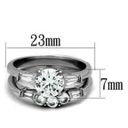 Jewellery Kingdom Set Engagement Wedding Band Stainless Steel Baguettes Ring (Silver) - Engagement Rings - British D'sire