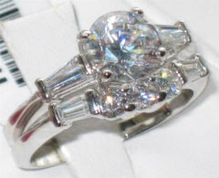 Jewellery Kingdom Set Engagement Wedding Band Stainless Steel Baguettes Ring (Silver) - Engagement Rings - British D'sire