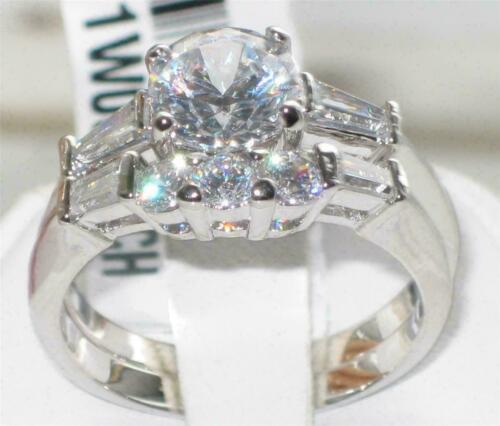 Jewellery Kingdom Set Engagement Wedding Band Stainless Steel Baguettes Ring (Silver) - Engagement Rings - British D'sire