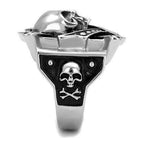 Jewellery Kingdom Signet Biker Goth Black Stainless Steel Chunky Mens Skull Ring (Silver) - Rings - British D'sire